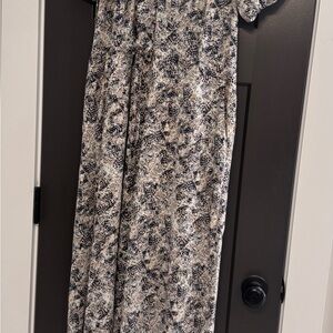 Entro Navy and Cream Patterned Jumpsuit